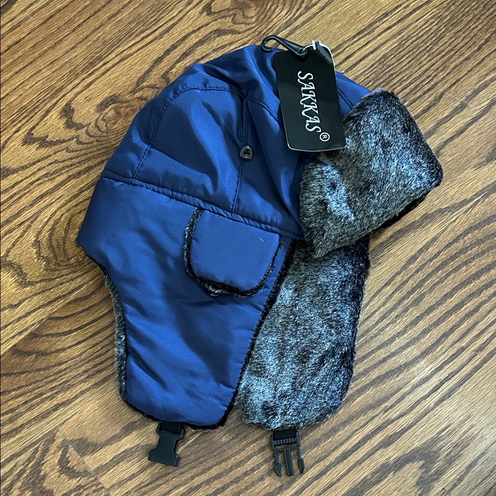 Sakkas Blue Winter Hat with Faux Fur Lining